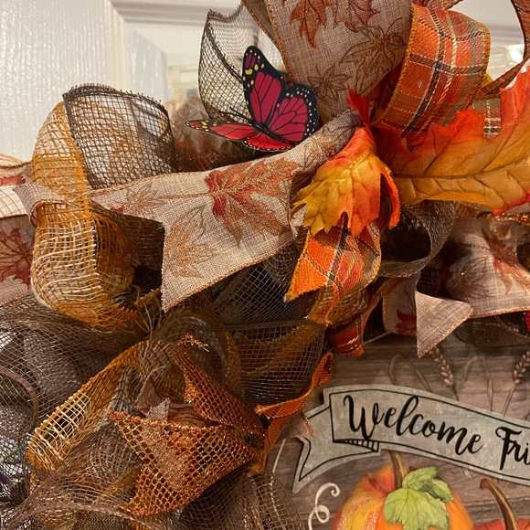 Butterfly WREATH FALL “welcome friends” autumn - Picture 4 of 10